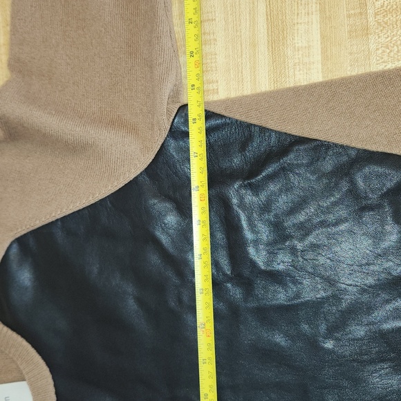 MASON Wool Blend Crew Neck Sweater with Leather Panel, size P - Picture 7 of 9